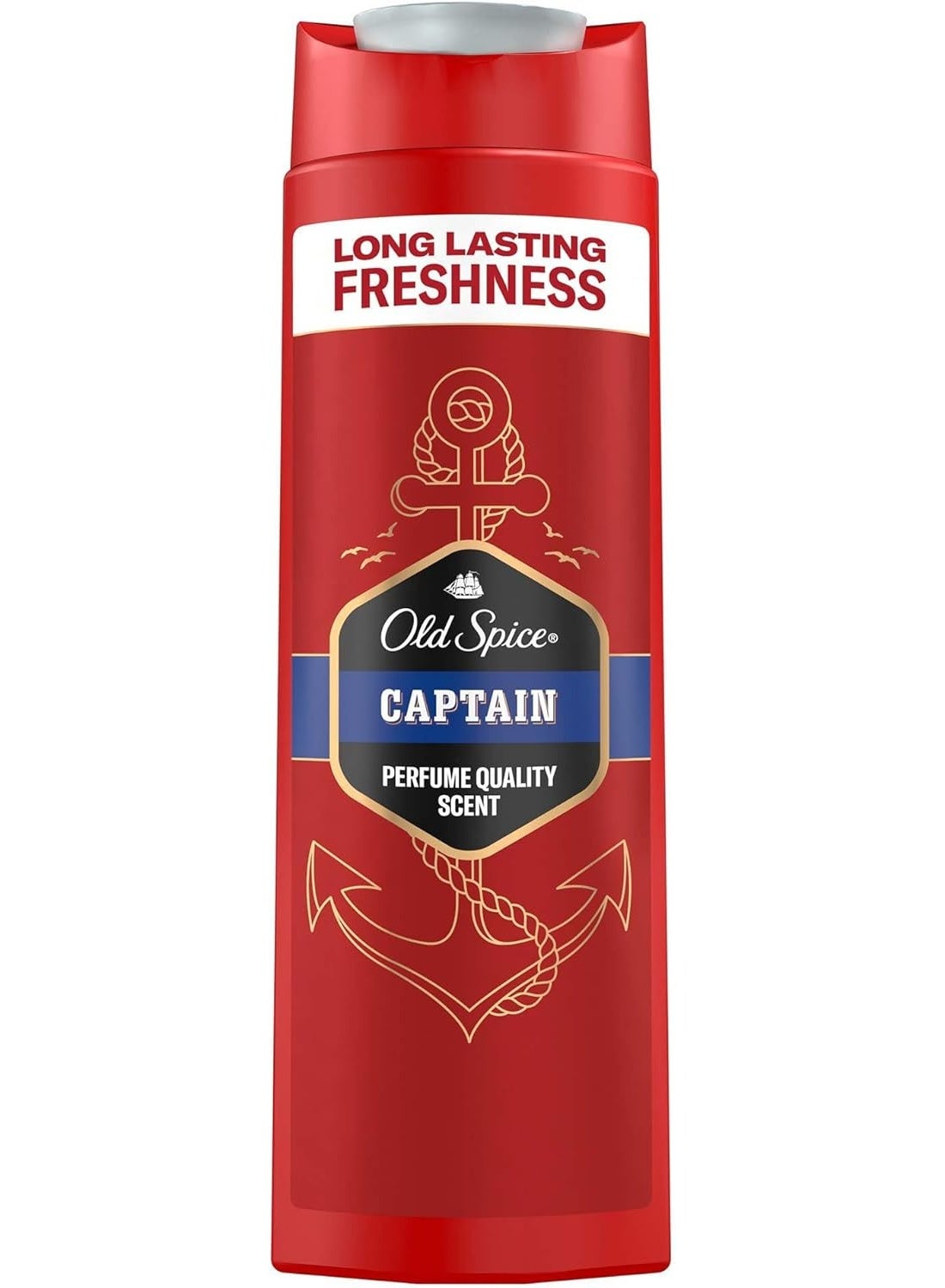 Captain  3-in-1 Multi-Purpose Shower Gel for Hair, Face and Body , Long Lasting Freshness, Fragrance Quality, Deep Cleansing 400ML