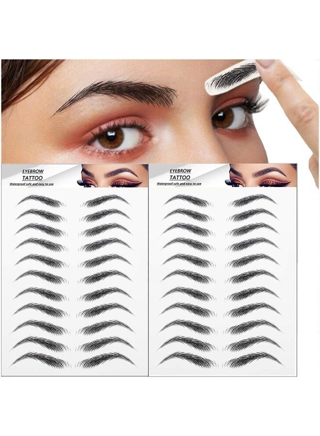22 Pairs 4D Eyebrows Tattoo, Hair-Like Authentic Eyebrows, Eyebrows Tattoo Peel Off, Long Lasting Natural False Eyebrows Makeup Sticker for Eyebrow Grooming Shaping (Black)