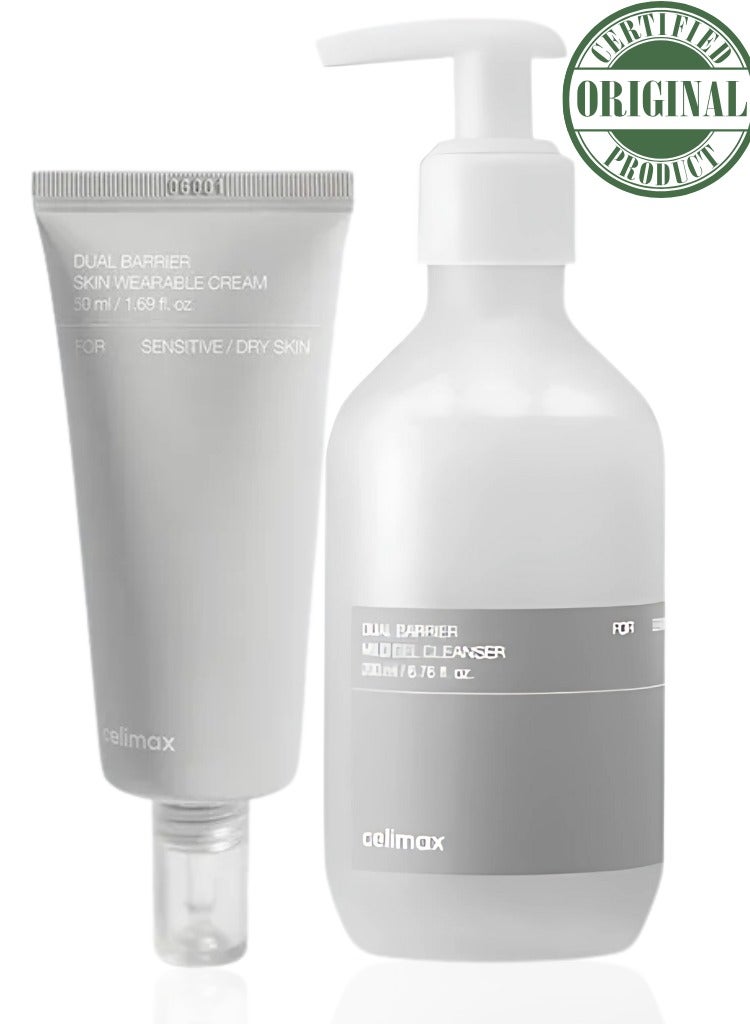 Dry & Weak Skin Barrier – celimax Dual Barrier Skin Wearable Cream & Dual Barrier Mild Gel Cleanser Set for Strengthening & Deep Moisture