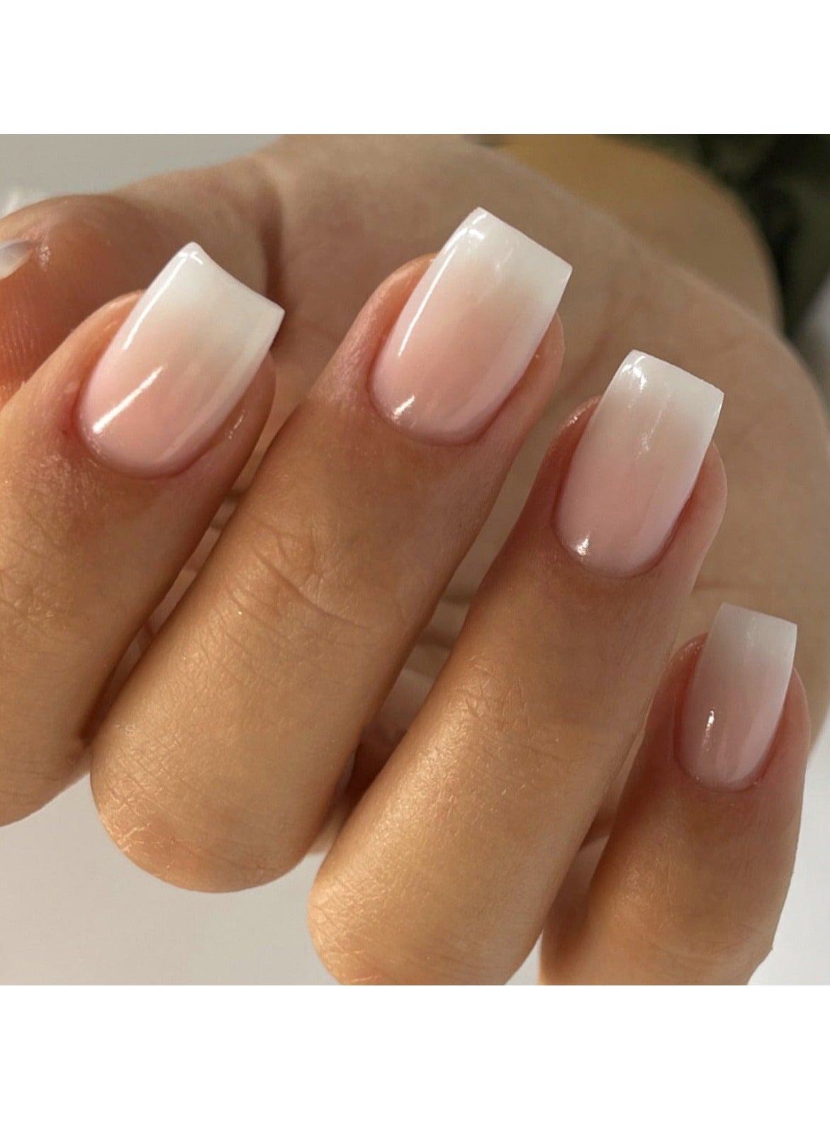 French Tip Press on Nails,Classic French Ombre Manicure False Nails, Rectangular Nail Shape,24Pcs,Fake Acrylic Nails With Glue Kit.