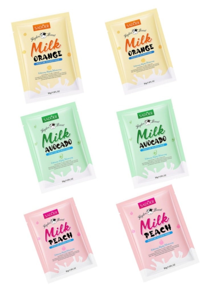 6 Pack Faical Mask Moisture Nourish Mask Milk Nourish Repair Facial Mask