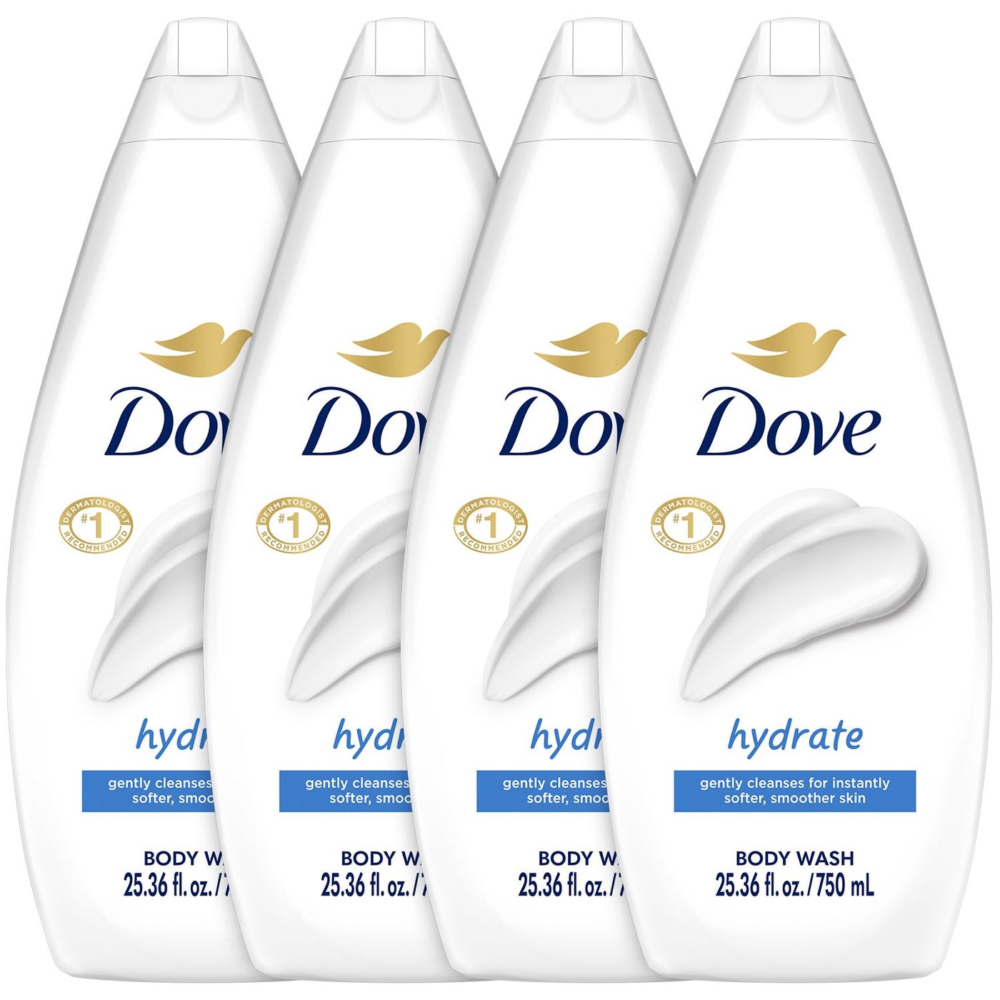Dove Body Wash, Hydrate, Value-Size 4-Pack â€“ Moisturizing Cleanser for Smooth, Soft Skin, 25.36 Oz Ea