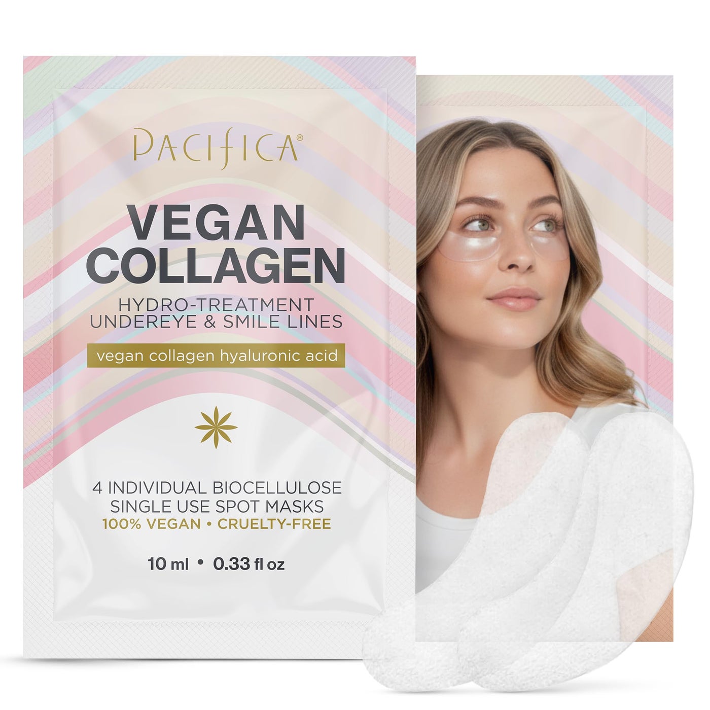 Pacifica Undereye & Smile Mask Set â€“ Vegan Collagen Hydro Treatment with Hyaluronic Acid, Hydrating for Dark Circles, Dry & Combination Skin, Vegan & Cruelty-Free, 4 Pieces