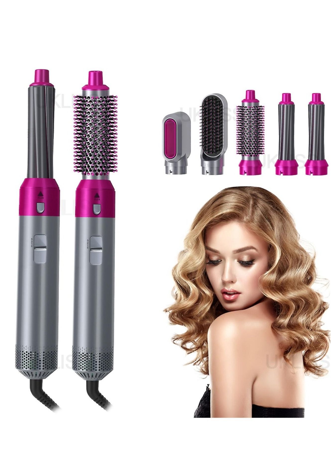 high quality Curling Iron 5 in 1 Hot Air Styler Curler Brush, Negative Lonic Hair Straightener Hot Air Styler Hair Brush, Curl & Straight 3-in Ion Styler, Hair Dryer Comb Ideal Curly Hair