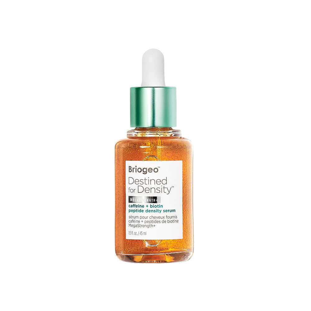 Briogeo Destined For Density MegaStrength+ Caffeine + Biotin Peptide Density Serum, Increases Hair Thickness and Volume, Fast-Absorbing & Non-Greasy, Fragrance-Free, Vegan, Cruelty-Free, 1.5 fl oz