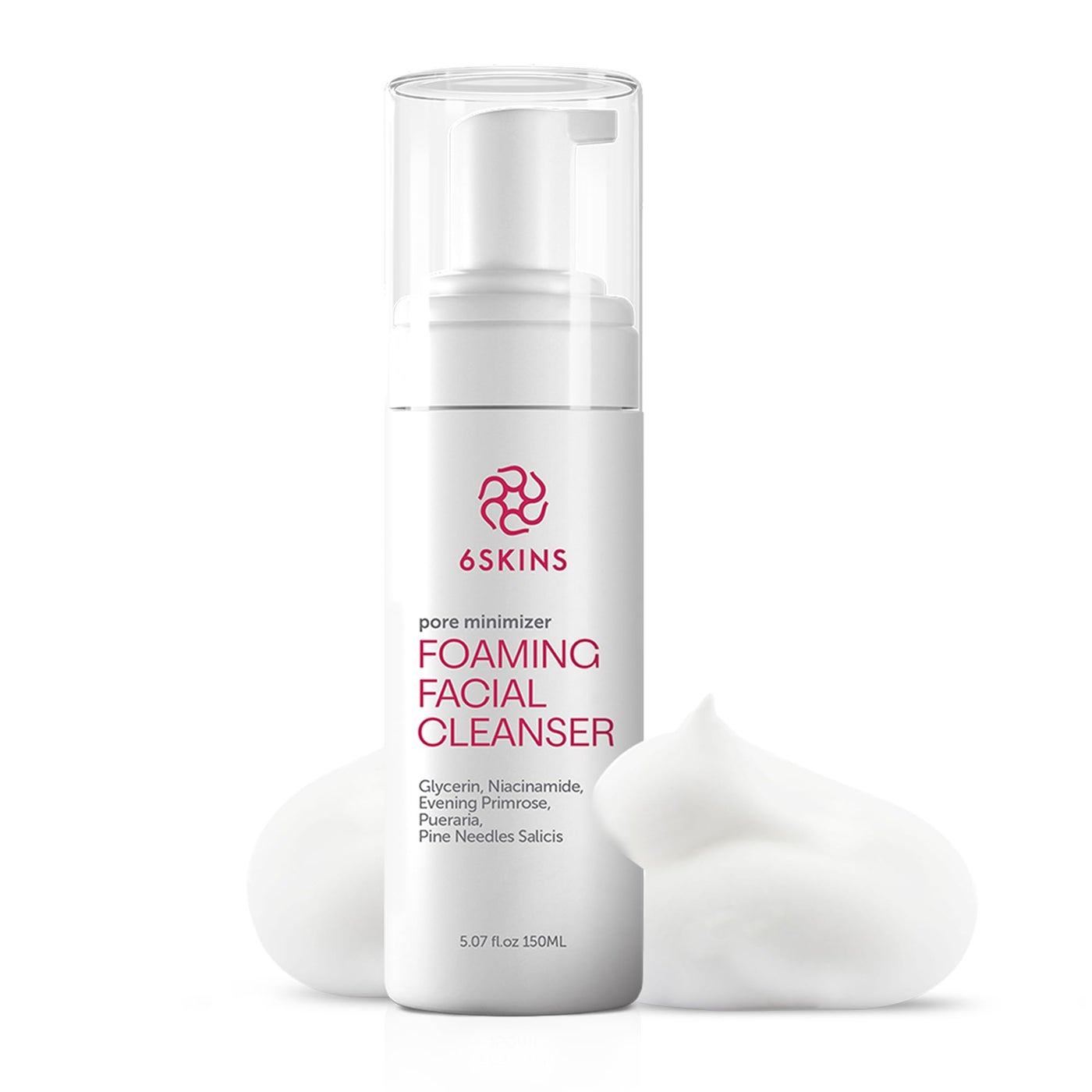 6SKINSÂ® Pore Minimizer Foaming Facial Cleanser â€“ Exfoliating Face Wash with Anti-Sebum P, Niacinamide & Evening Primrose | Gentle Hydrating Korean Face Wash for All Skin Types | 5.07 fl oz