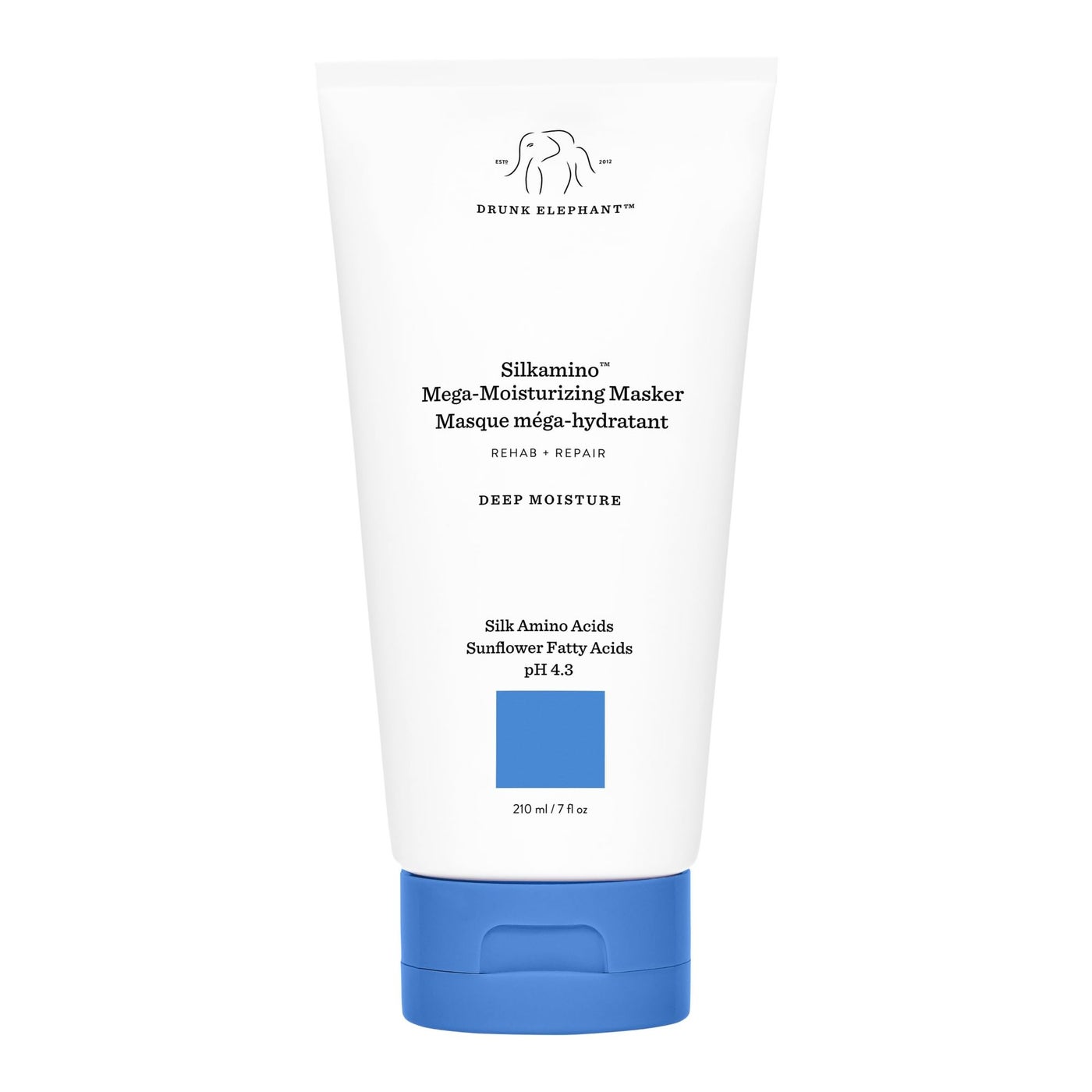 Drunk Elephant Silkamino Mega-Moisturizing Masker - 210 ml/7 fl oz - Silk Amino Acids - Clean Clinical - Sulfate-Free - Cruelty-Free - Dermatologist-Tested - Free of Essential Oils, Silicones, and SLS