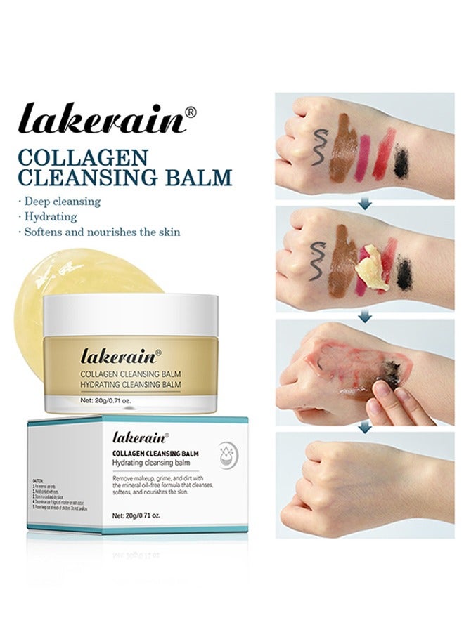 Collagen Cleansing Balm - Remove Makeup Grime and Dirt Cleansing Balm that Cleanses Softens and Nourishes Skin Face Cleanser and Makeup Remover Hydrating Cleansing Balm Face Cream 20g