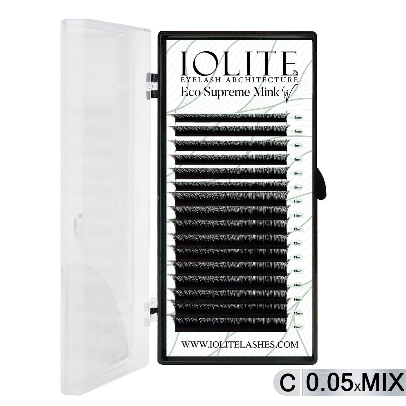 Iolite Eco Supreme Mink W Lashes C Curl – 0.5T Mix & 6mm–15mm | Pre-Fanned Volume Lash Extension Trays for Professional Lash Artists ISMWC5T
