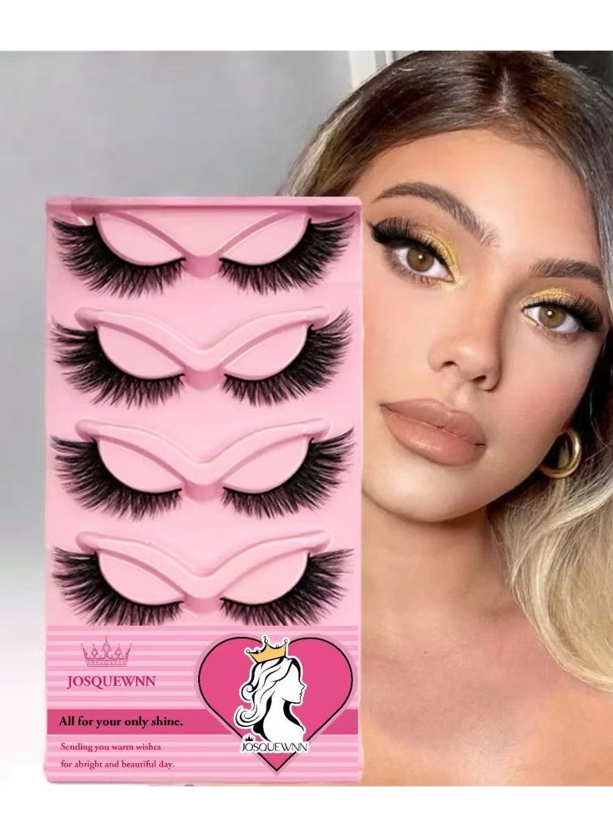 5 Pairs False Eyelashes Set,18mm Fox Eye Natural Look One-Piece Black Stem Cat Eye False Eyelashes, Lightweight And Natural To Enhance Eye Makeup Charm, Long-Lasting Smudge-Proof, Suitable For Daily And Party Occasions.