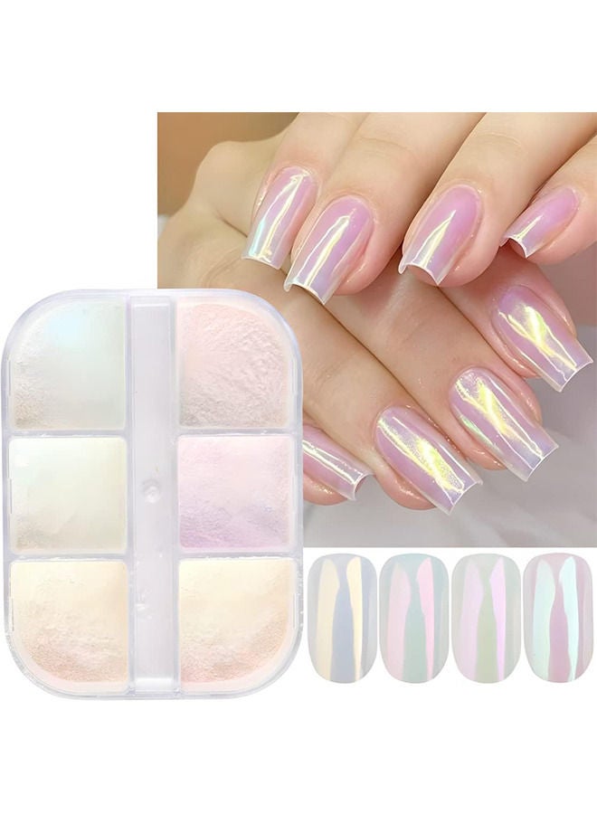 Chrome Nail Powder Metallic Mirror Effect Pigment Chrome Iridescent Pearl Mica Powder Mirror Laser Aurora Nail Powder Aurora Powder for Nail Art