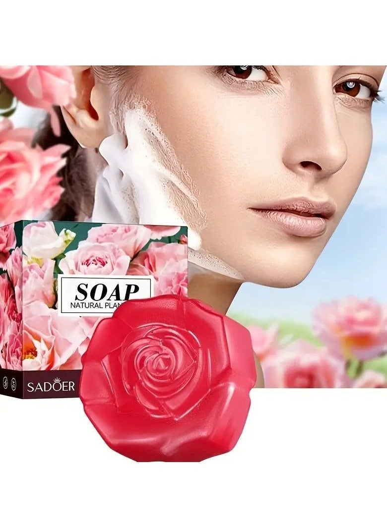 100g (3.53oz) Luxurious Rose Essential Oil Soap Bar - Deeply Nourishes, Moisturizes, and Smoothes Skin, Gentle Exfoliation, Natural Skin Cleanser for Soft, Radiant Complexion - Handmade, Artisanal Soap for Sensitive Skin