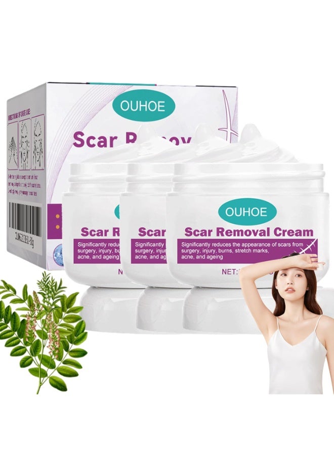 Scar Removal Cream for Men and Women, Ouhoe Scar Cream Smoothing Firming and Fading, Advanced Scar Gel for Face Body Leg, Fast Results, Gentle for All Skin Types (3pc)