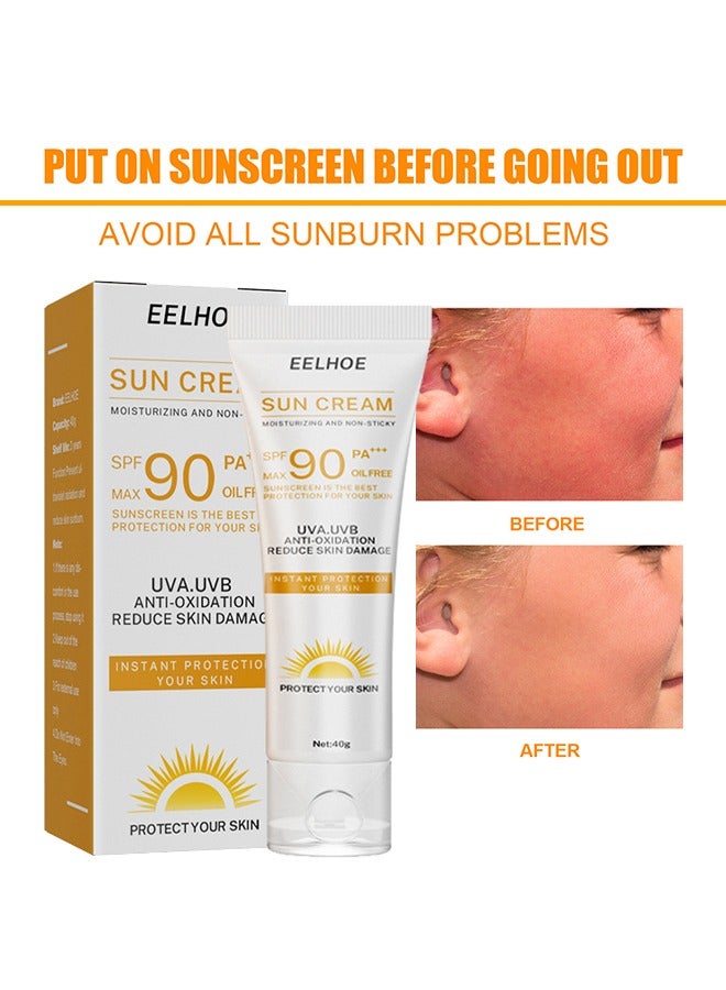 SPF 90 PA+++ Sun Cream, Protection Against Harmful UV Rays, Sheer And Lightweight, Protects And Calms Sensitive Skin And Acne Prone Skin 40g