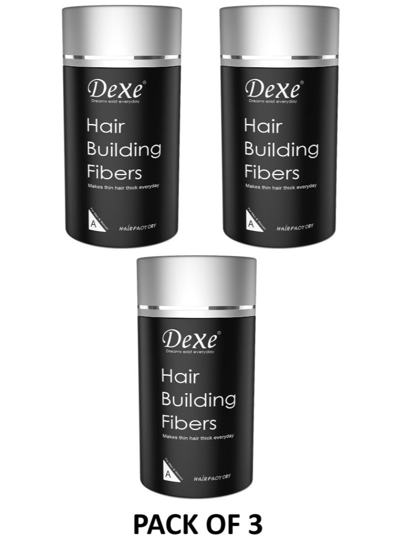 Dexe Hair Building Fibers, Dark Brown, Pack of 3 x 22grams