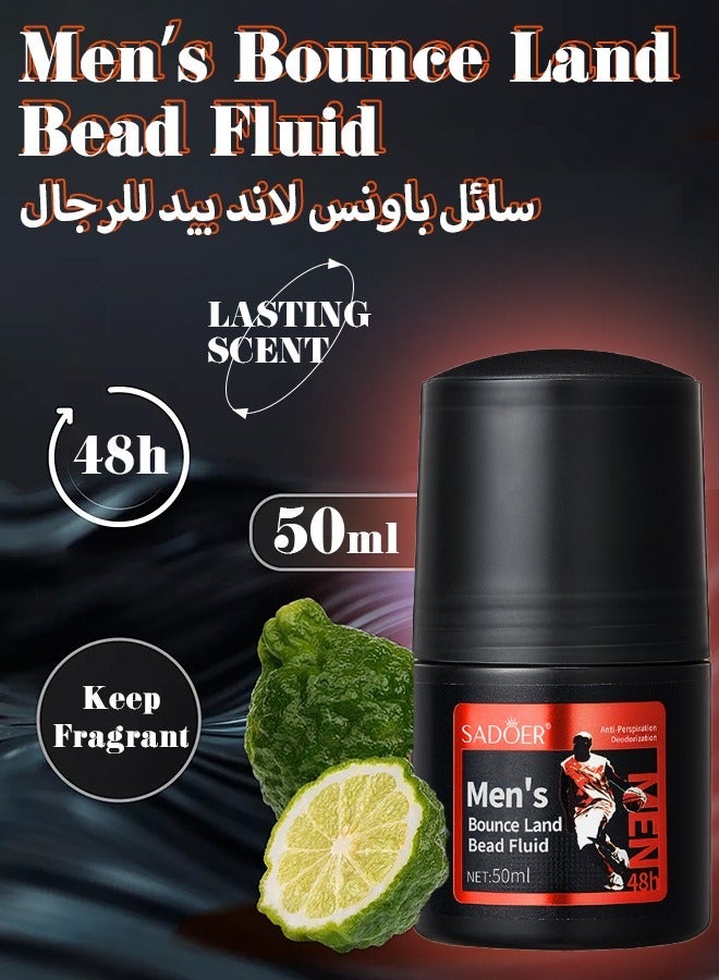 Refreshing Men's Roll On Anti-perspirant Deodorant | Fresh & Clean | Based Deodorant | Long Lasting Fragrance Pheromones Home Perfume | Natural Anti-Odour Fragrance 50ml (Bounce Land)