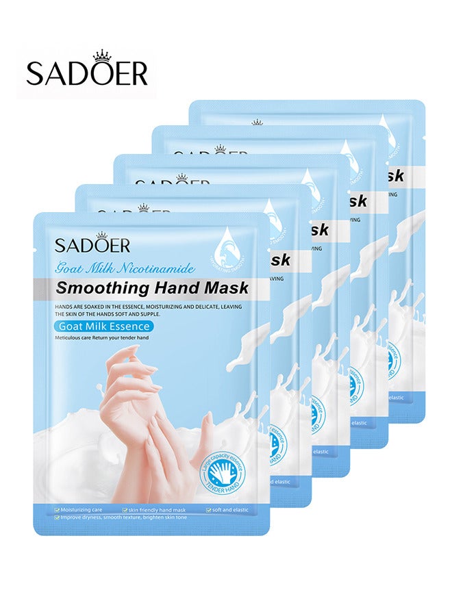 5 pack Goat Milk Hand Mask Moisturizing Glove, Hand Peel Mask Exfoliating Gloves, Hand Repair Glove for Dry Hands Treatment, Remove Dead Skin, Rough Skin