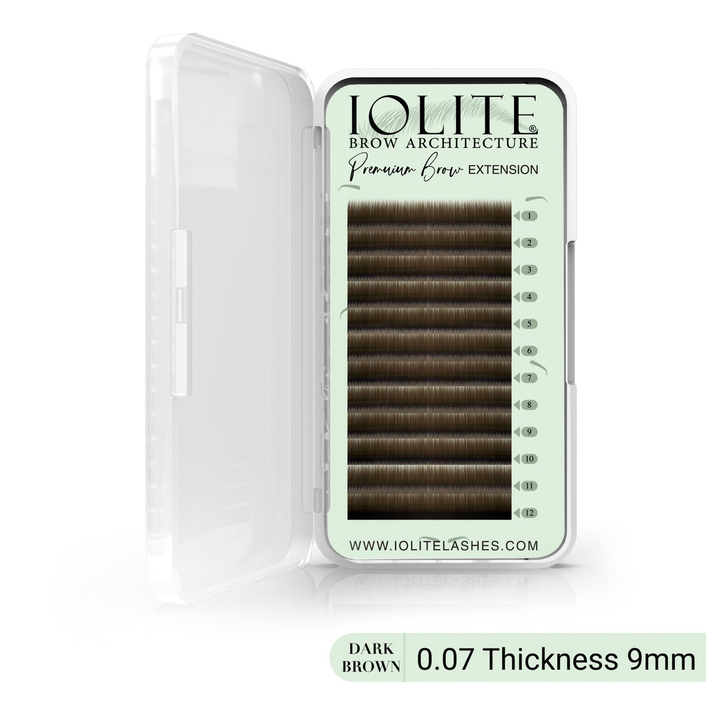 Premium Eyebrow Extension Brow - I; False Eyebrows in Tray - Brow Extension 0.07T Thickness ; Length - 8mm, 9mm, Mix - Dark Brown - 9mm