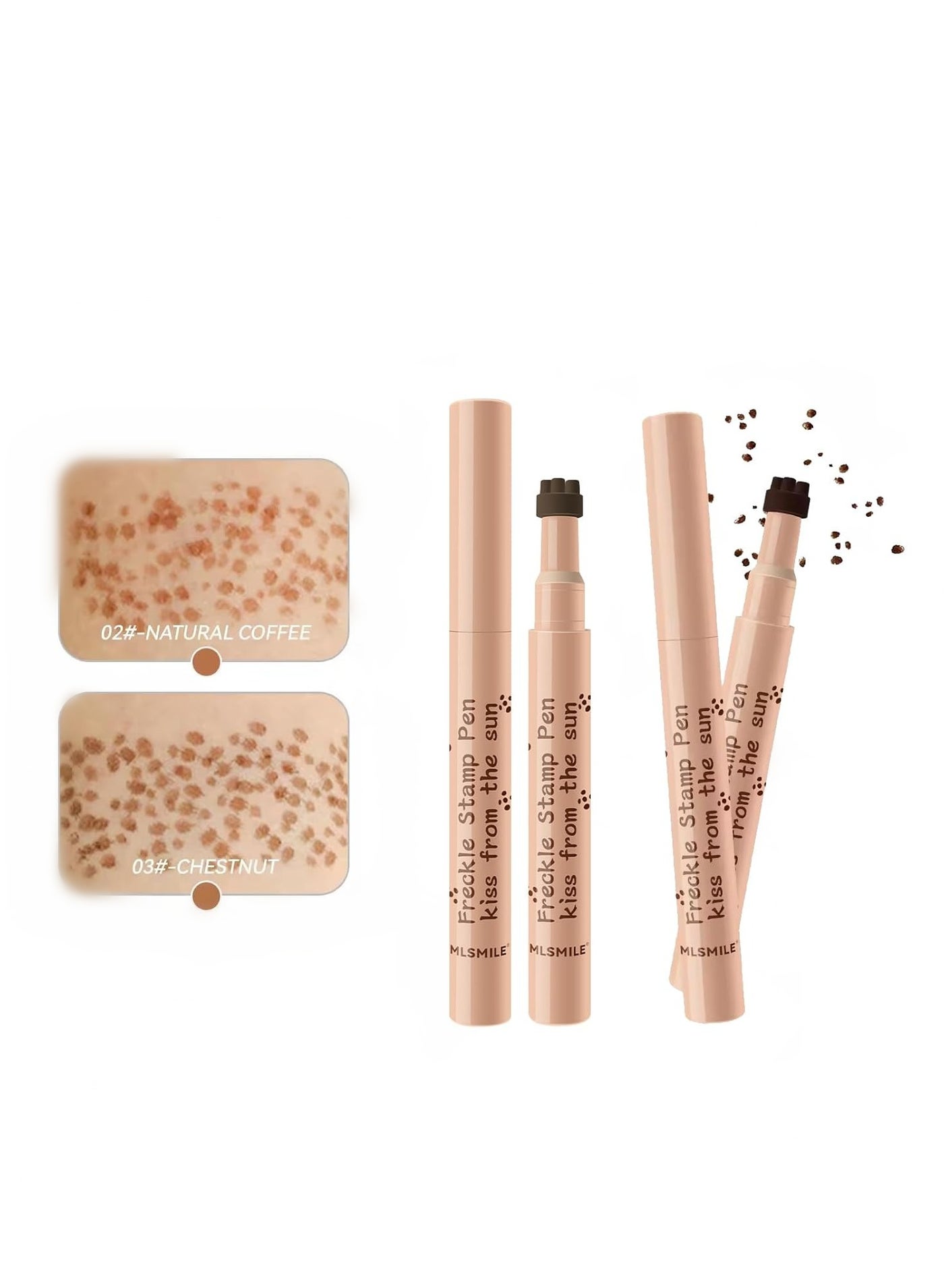 Freckle Pen Stamp Makeup, Freckle Makeup Pen Waterproof for Face, Natural Fake Freckle Stamp Pen, Natural Coffee, Chestnut, 2 Pcs