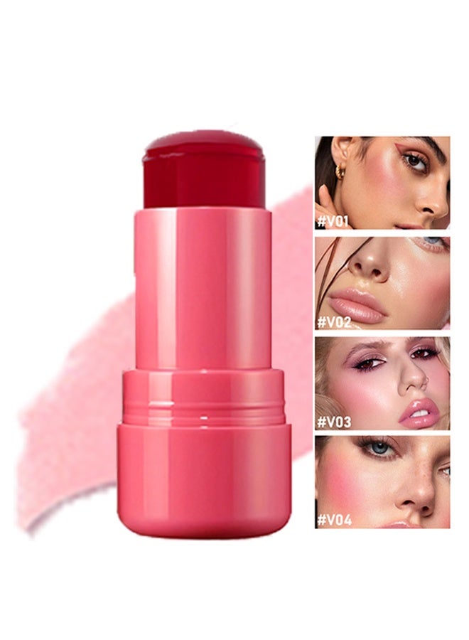 Blush Lip Stick - Jelly Lip & Cheek Tint Blush Cream,Fruit Jelly Blush and Lip Tint Stick #01