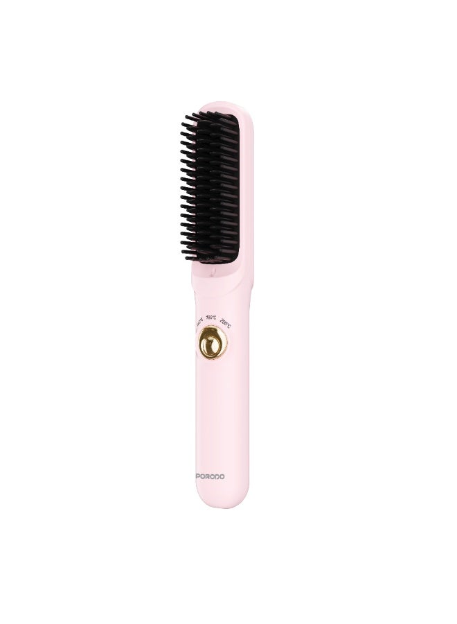Portable Hair Straightener with Smart Temperature Control & Quick Heat Up Technology /  Rechargeable Battery / 3 Temperature Levels / Anti Scald Safety Design / Auto Shut-Off Safety - Pink