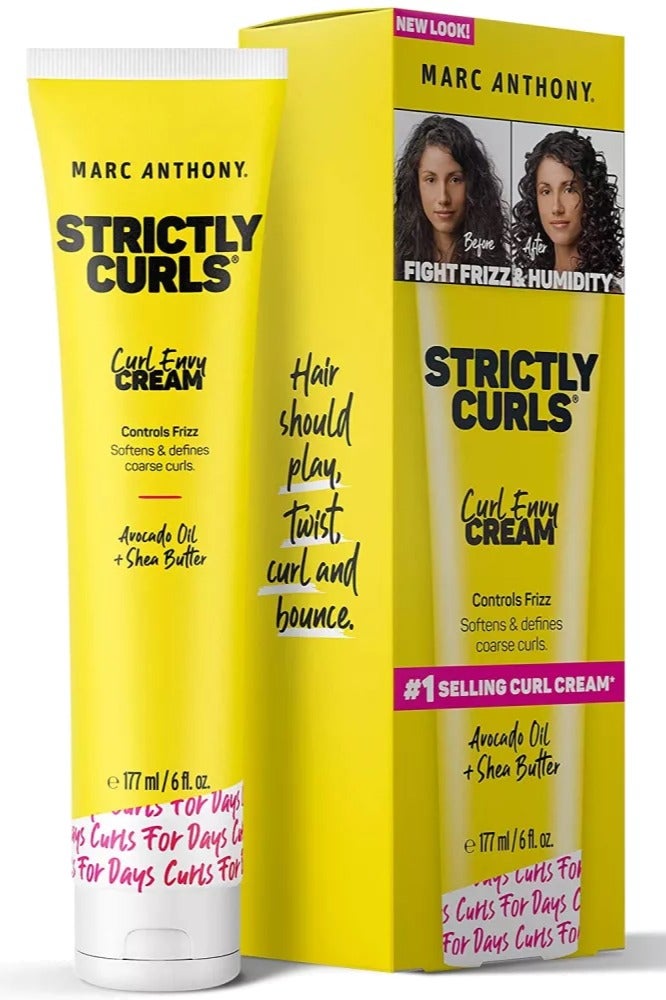 Curl Envy Cream, Strictly Curls - Curl Defining Cream Softens Coarse Curls, Adds Bounce & Fights Frizz with Avocado Oil & Shea Butter - Sulfate-Free Hair Products for Curly Hair - 6 Oz