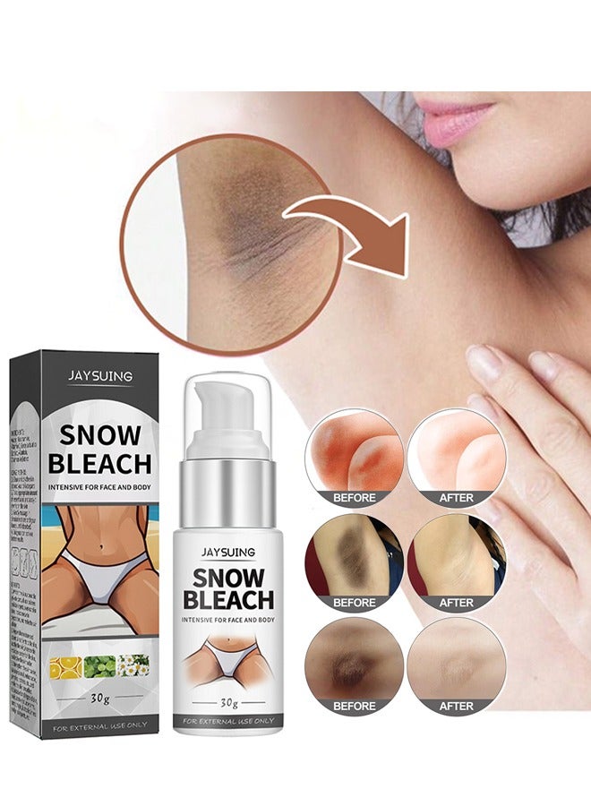 Snow Bleach Cream for Private Part Underarm Whitening, Dark Skin Bleaching Cream for Dark Spots, Face and Body Skin Lightening Bleaching Cream for Intimate Areas Brightening