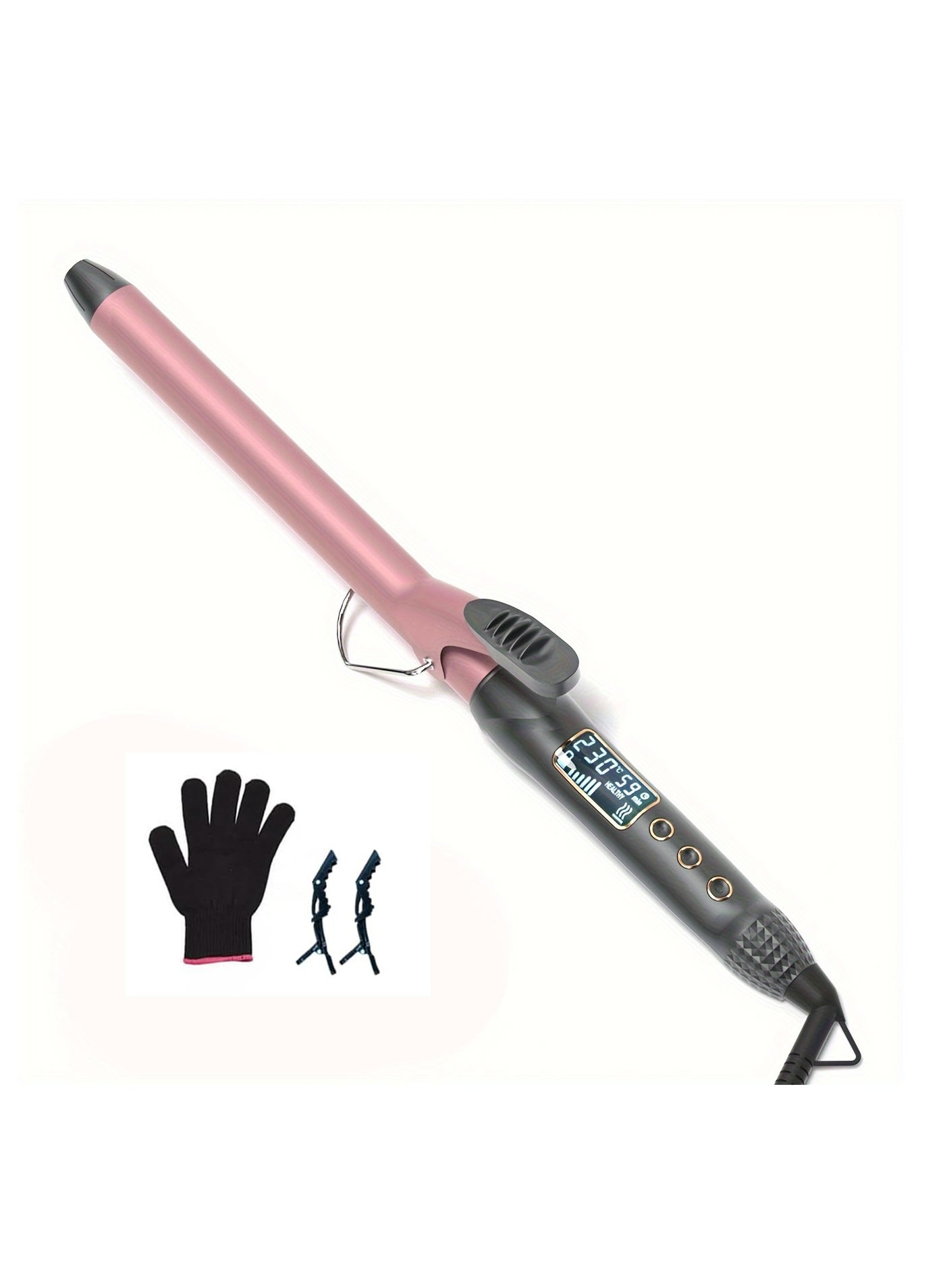 Professional Hair Curler 25mm Curling Iron with Ceramic Coating with Protective Glove & 2 Clips