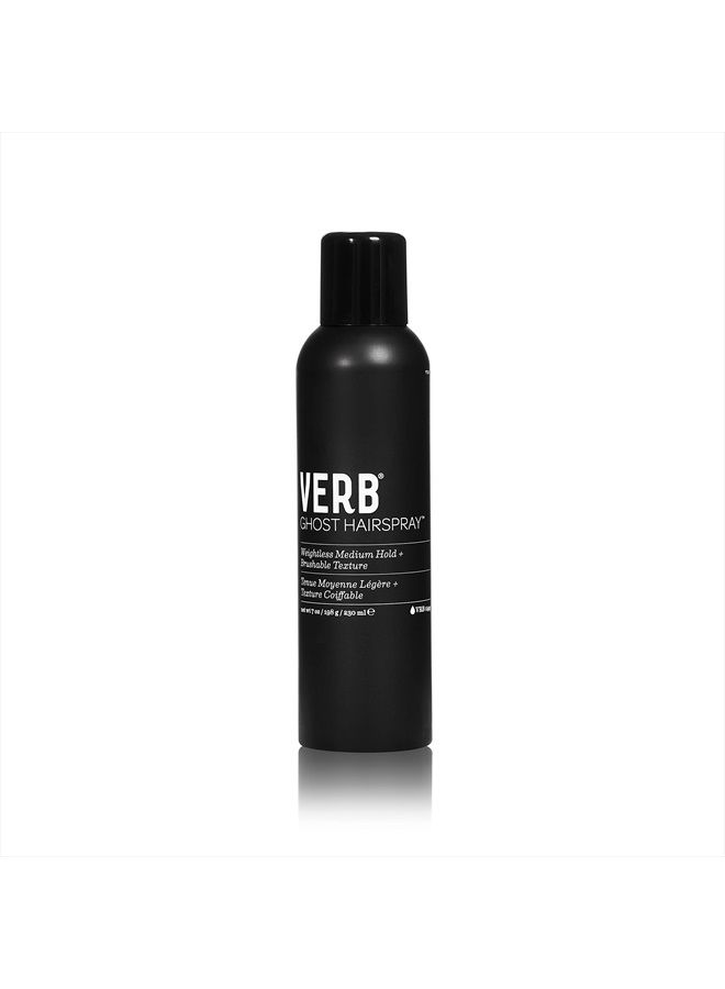 Verb Ghost Hairspray - Weightless Medium Hold Hairspray Infused with Moringa Oil - Anti-Frizz Hairspray Promotes Radiant Shine – Weightless Texturizing Spray for All Hair Types, 7 oz