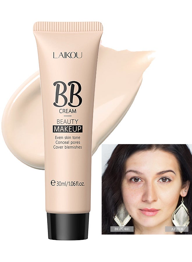 Hydrating BB Cream, Tinted Moisturizer BB Cream Suitable For Fair Skin, Full-Coverage Foundation And Concealer, Evens Skin Tone, Oil-Free, Light, Portable BB Cream For Women, Light