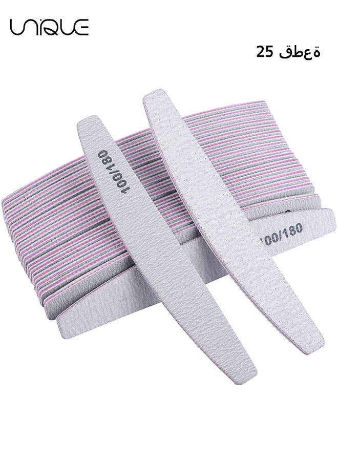 Professional Nail Files, 25 Pcs Emery Boards for Nails 100/180 Nail Files Bulk Finger Nail File Boards Heavy Duty Nail Buffers for Files Professional Manicure Tools, Also fit for Pet Grooming