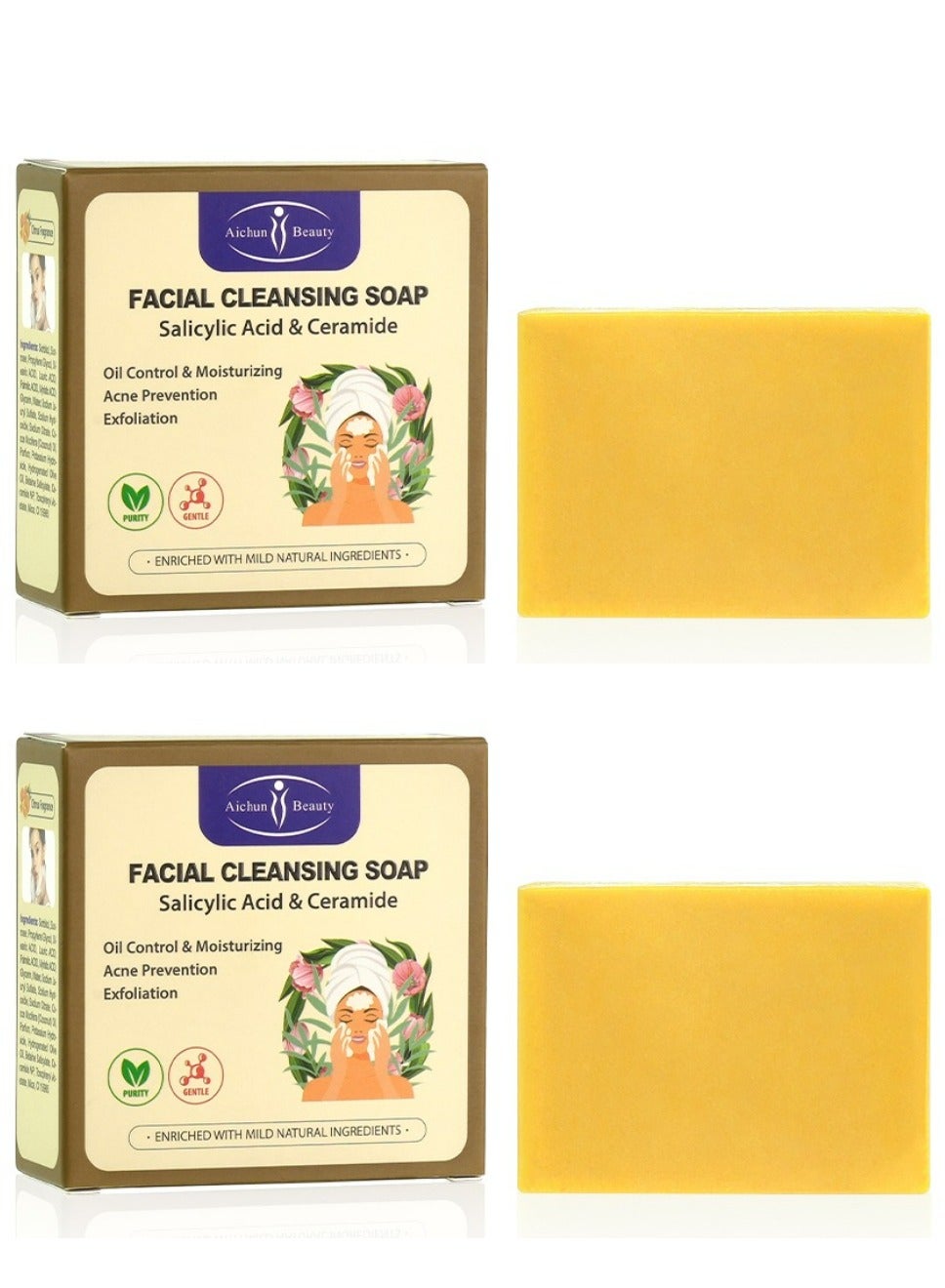Facial Cleansing Soap Salicylic Acid And Ceramide 2 Pcs
