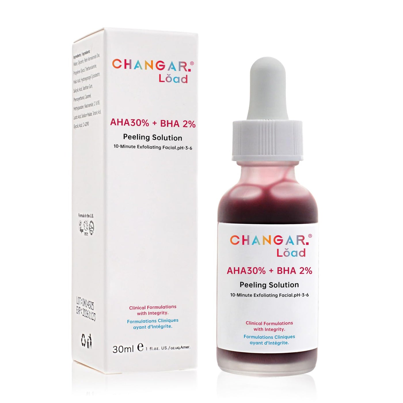 AHA 30% + BHA 2% Peeling Solution 30ml/1oz, Exfoliating Facial Serum, Chemical Peel For Face Serum Glycolic Acid