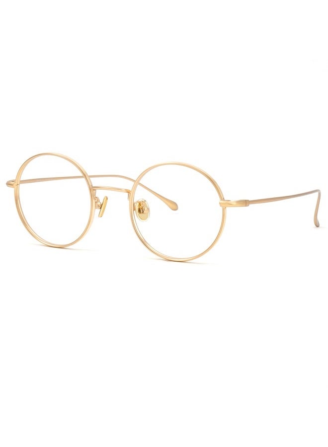 Retro Round Clear Lens Glasses for Women Men Metal Circle Frame Eyeglasses Leo TM088527-02 Gold