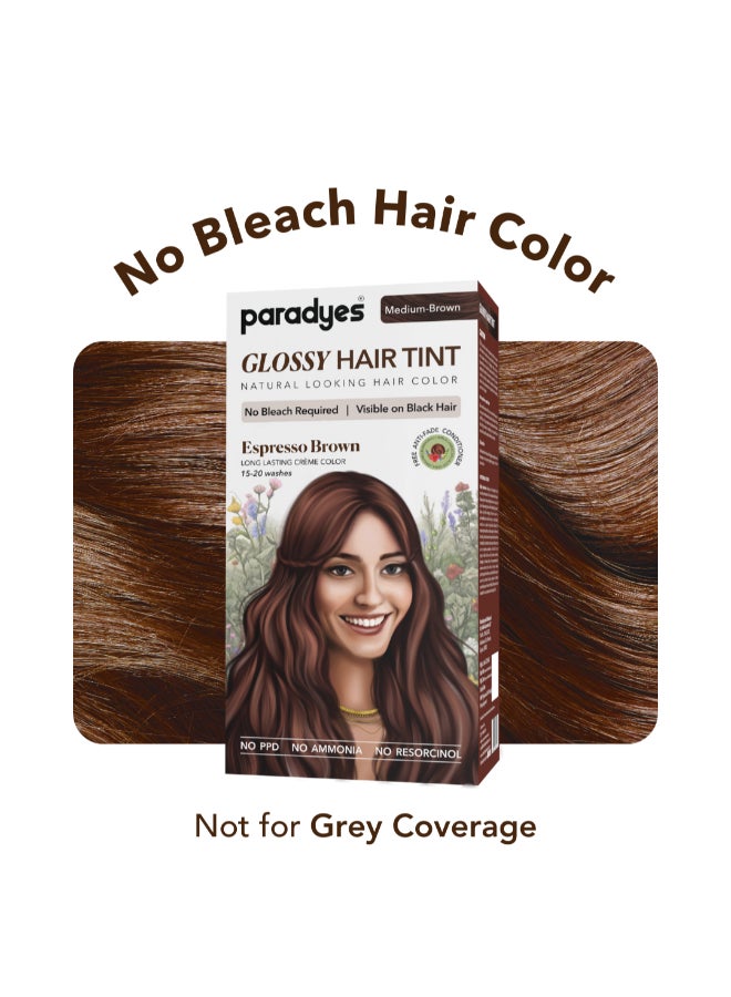 No Bleach Espresso Brown Glossy Hair Tint for Natural Black Hair - Ammonia-Free Formula With Anti-Fade Conditioner for Long-Lasting Shine - 1 Count - image 2