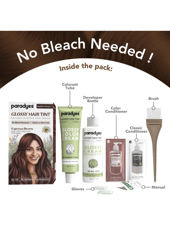 No Bleach Espresso Brown Glossy Hair Tint for Natural Black Hair - Ammonia-Free Formula With Anti-Fade Conditioner for Long-Lasting Shine - 1 Count - image 3