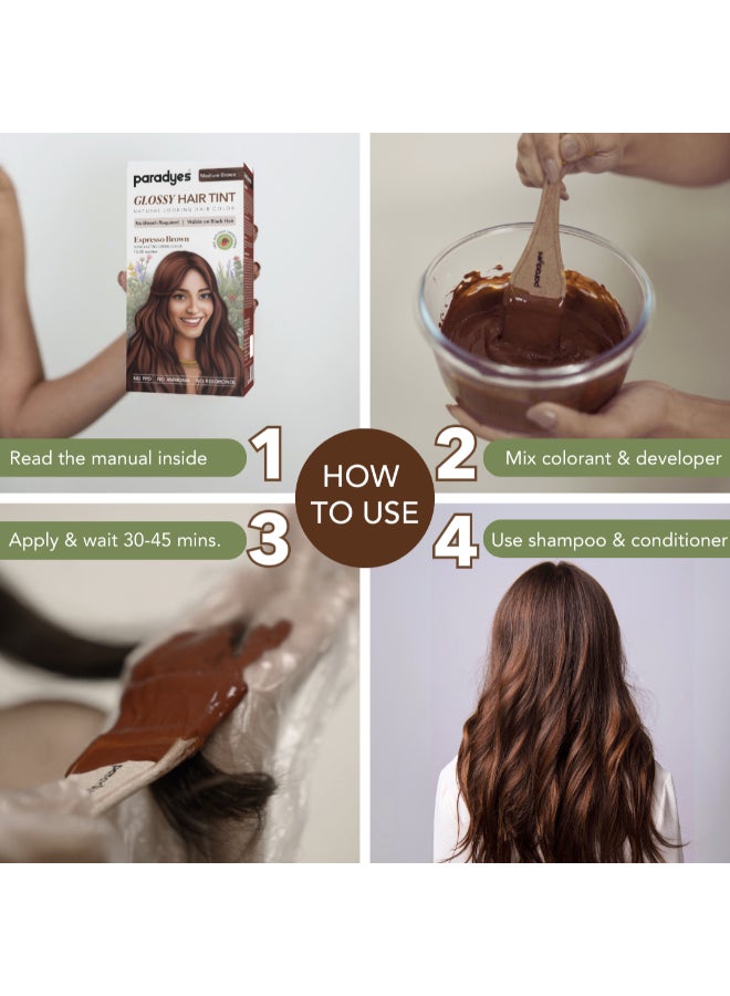 No Bleach Espresso Brown Glossy Hair Tint for Natural Black Hair - Ammonia-Free Formula With Anti-Fade Conditioner for Long-Lasting Shine - 1 Count - image 5