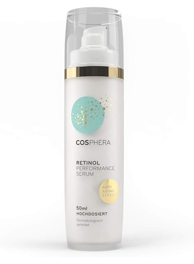 Retinol Performance Serum 50 ml - with Hyaluronic Acid - Vegan High Dose Concentrate Gel for Face, Neck Anti-Wrinkle Moisture Treatment for Women and Men ,made in germany