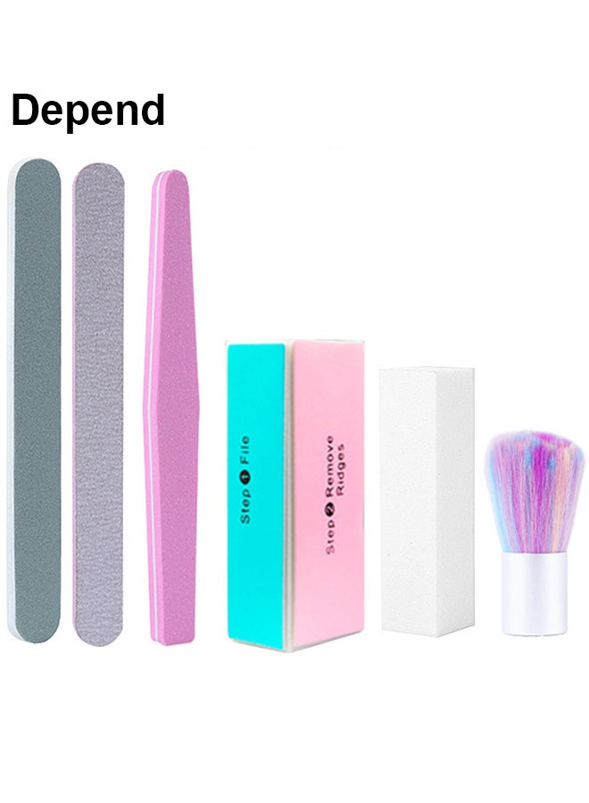 6-Piece Nail File with Brush Pedicure And Manicure Tool Set, Nail Buffers Blocks, Nail Files and Buffers Sanding Buffer for Acrylic Nails Way Buffing File Grit