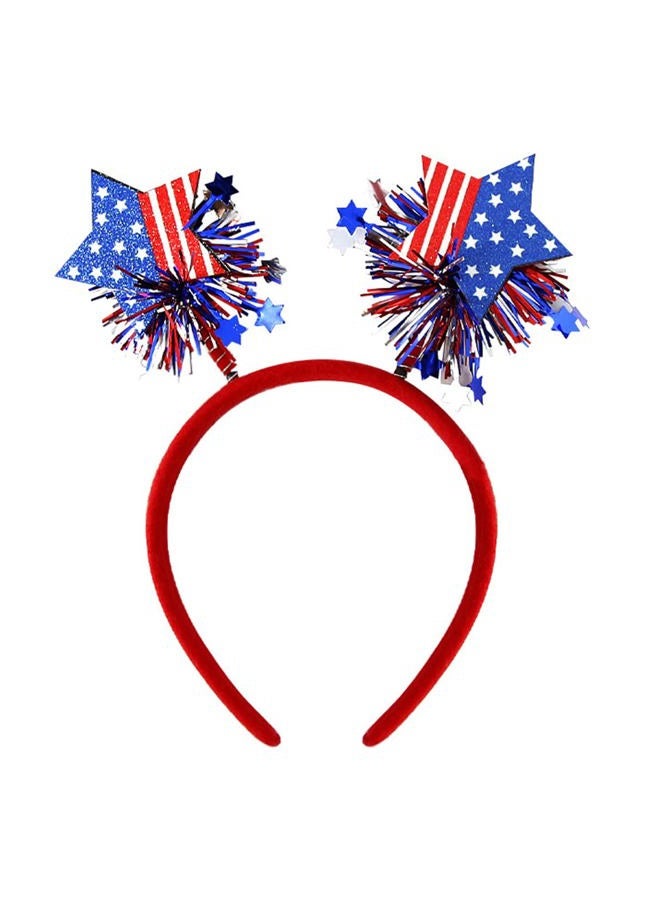4th Of July Headband Star Tassel Hairbands Independence Day Head Decoration Red Blue Star Flag Design Head Bands for Women's Hair Dress Head Wear Gifts Patriotic Hair Accessories