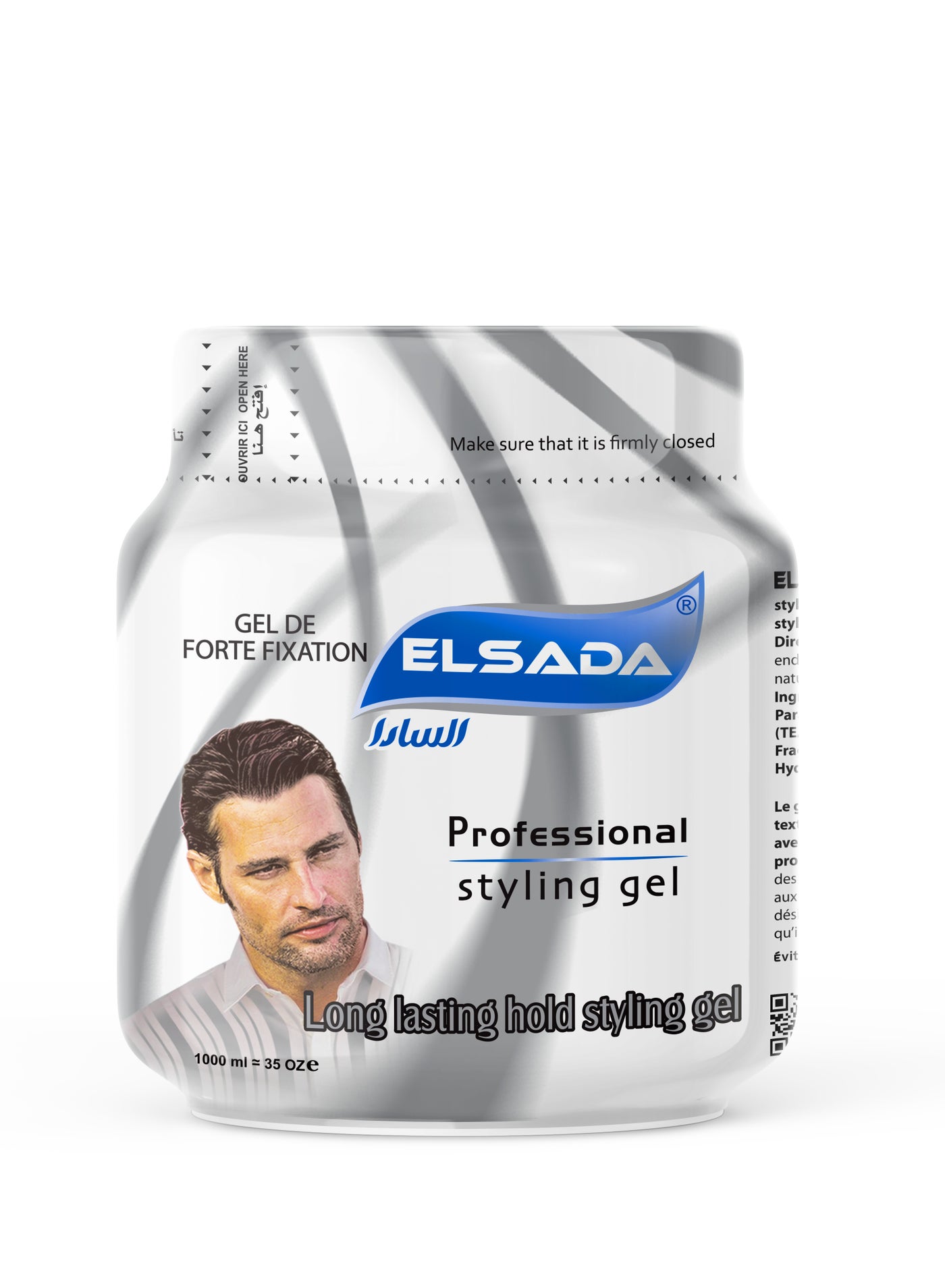 EL SADA Long Lasting Hair Styling Gel: Premium Hold and Shine in a 1-Liter Grey Bottle