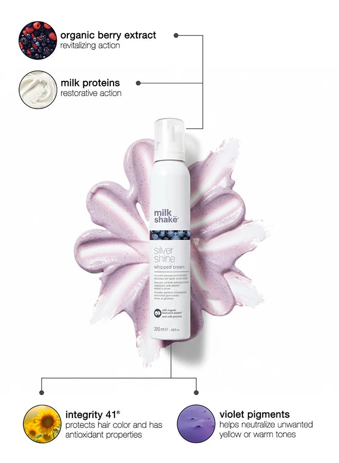 Silver Shine Whipped Cream – Violet Pigment Leave-In Conditioning Foam for Blonde, Grey & White Hair – No-Rinse Formula with Milk Proteins, Blueberry Extracts & Integrity 41 for Shine & Color Protection, 200ml - image 2