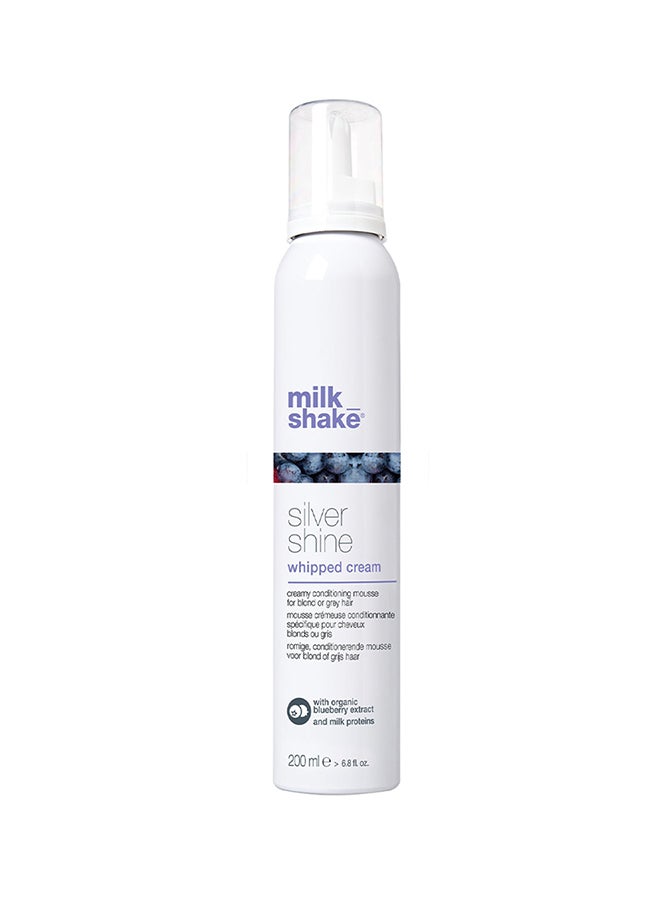 Silver Shine Whipped Cream – Violet Pigment Leave-In Conditioning Foam for Blonde, Grey & White Hair – No-Rinse Formula with Milk Proteins, Blueberry Extracts & Integrity 41 for Shine & Color Protection, 200ml