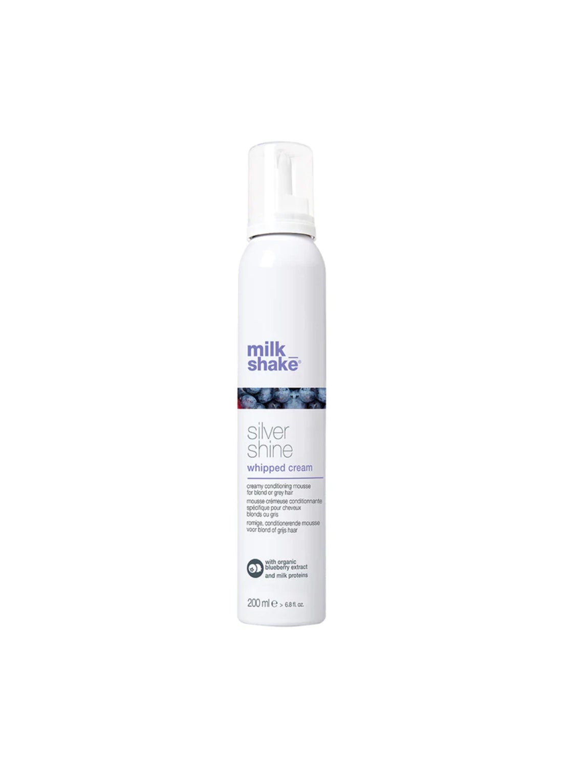 Silver Shine Whipped Cream – Violet Pigment Leave-In Conditioning Foam for Blonde, Grey & White Hair – No-Rinse Formula with Milk Proteins, Blueberry Extracts & Integrity 41 for Shine & Color Protection, 200ml