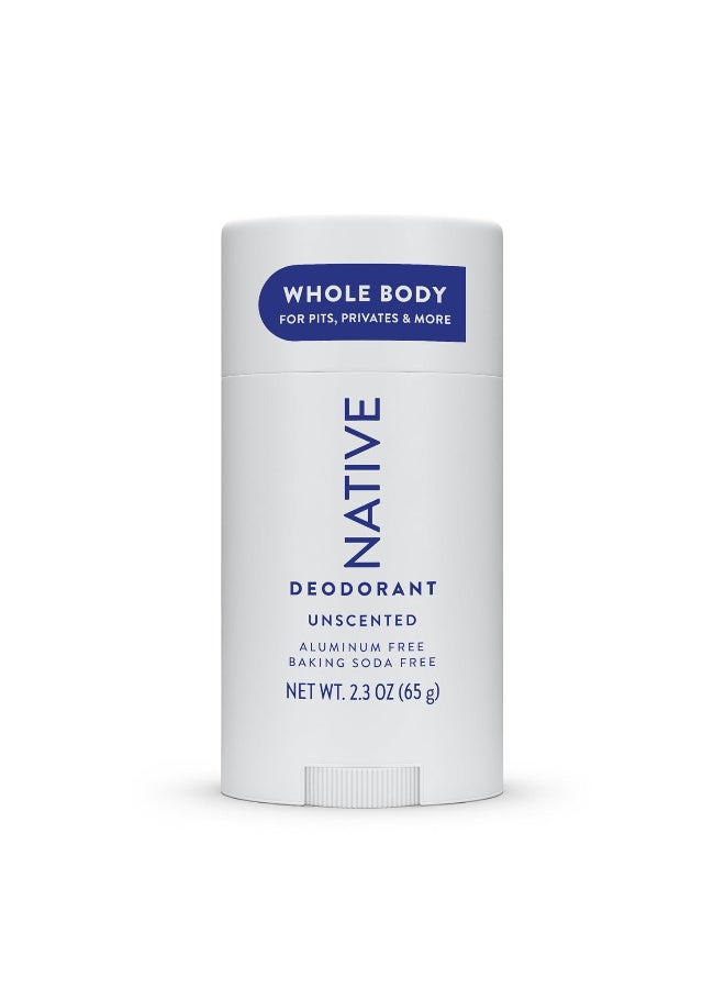 Whole Body Deodorant Stick Contains Naturally Derived Ingredients, Deodorant for Men and Women | 72 Hour Odor Protection, Aluminum Free with Coconut Oil and Shea Butter | Unscented