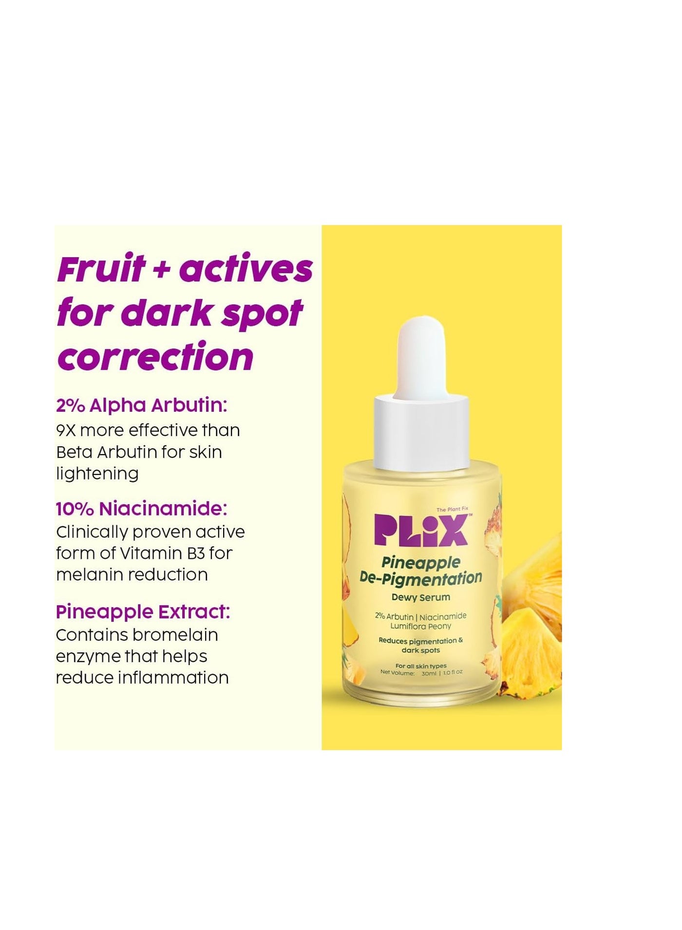 The Plant Fix 5% Foaming Face Serum & Wash Set in Pineapple Shape for pigmentation, dark spots, dull, brighter and even skin - image 4