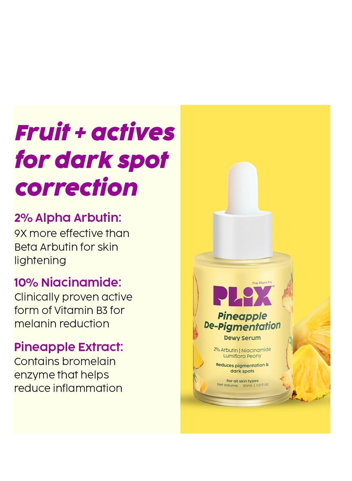 The Plant Fix 5% Foaming Face Serum & Wash Set in Pineapple Shape for pigmentation, dark spots, dull, brighter and even skin - image 8