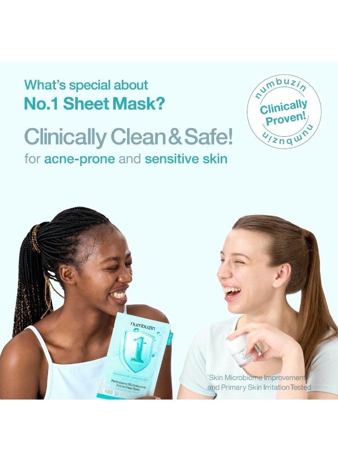 No.1 Sheet Mask | Pantothenic B5 Hyaluronic Active Clear Mask | Calming, Soothing, Hydrating | Acne Prone Skin | Controls Excess Oil, Reduces Redness | 5 sheets - image 4