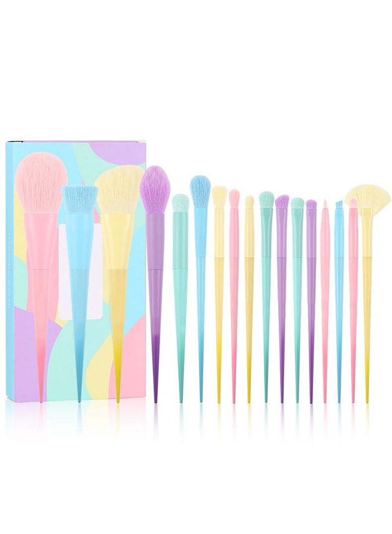 Makeup Brushes 17 Pcs Colourful Makeup Brush Set Premium Gift Foundation Blending Face Powder Blush Concealers Eyeshadow Rainbow Make Up Brush Set