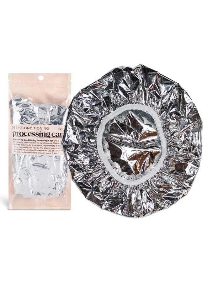 Aluminum Foil Heat Cap for Deep Conditioning - Reusable Hair Streamer For Coloring, Perm & Treatment, Heat Cap with Elastic Band, Processing Caps for Hair, Shower Caps for Sauna, Shower & Spa